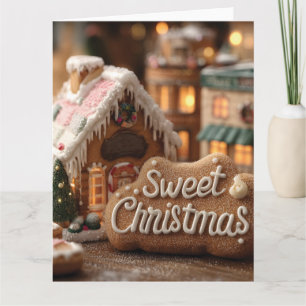 Cozy Gingerbread House and "Sweet Christmas" Card