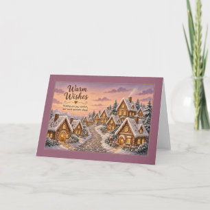 Cozy Gingerbread Village at Sunset Card