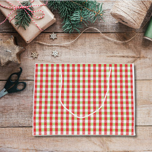 Cozy Gingham Christmas Large Gift Bag