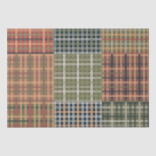 Cozy Gingham Patchwork Autumn Winter Pattern Tissue Paper