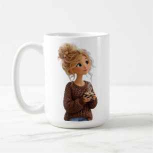 Cozy Girl in Coffee Bean Sweater Mug