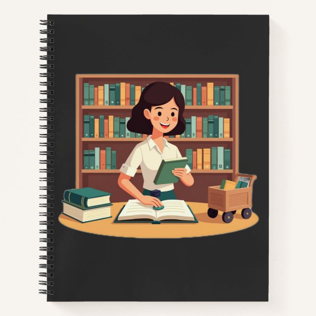 Cozy Girl Reading Bookshelf Notebook (Front)