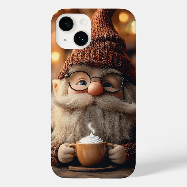 Cozy Gnome Enjoying a Cup of Hot Cocoa Case-Mate iPhone Case (Back)