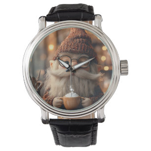 Cozy Gnome Enjoying a Cup of Hot Cocoa Watch