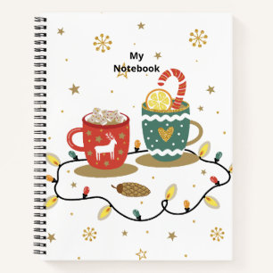Cozy Gold Christmas Coffee Cocoa Notebook