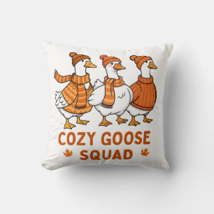 Cozy Goose Squad Autumn Throw Pillow