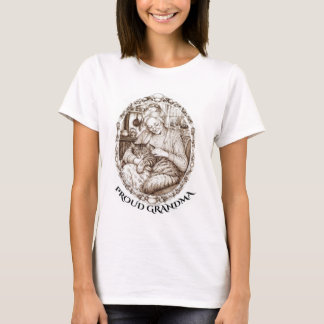 Cozy Grandma and Cat by Wood Stove illustraition T-Shirt