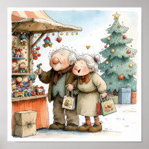 Cozy Grandparents Christmas Market Storybook Illus