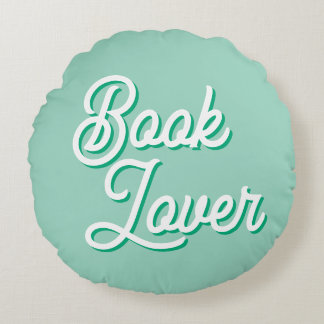 Cozy Green Book Lover Round Throw Pillow