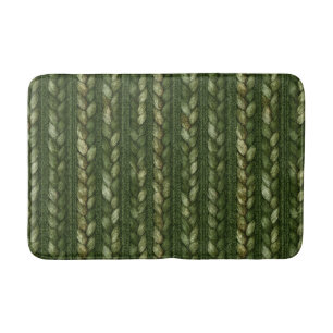 Cozy Green Braided Stripes Bath Mat