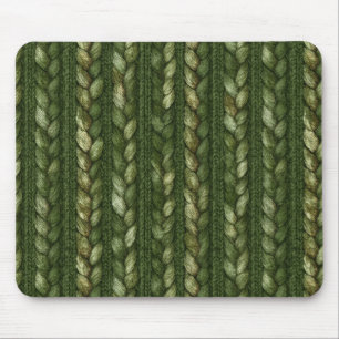 Cozy Green Braided Stripes Mouse Pad