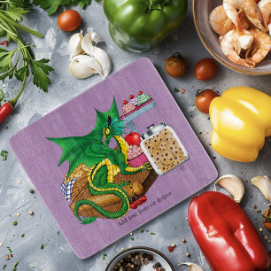 Cozy Green Pastry Chef Dragon Kitchen Bakery Cutting Board
