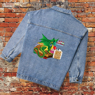 Cozy Green Pastry Chef Dragon Kitchen Bakery Denim Jacket