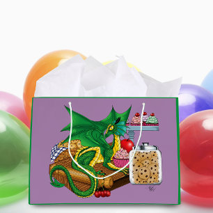 Cozy Green Pastry Chef Dragon Kitchen Bakery Large Gift Bag
