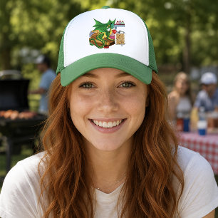 Cozy Green Pastry Chef Dragon Kitchen Bakery Trucker Hat