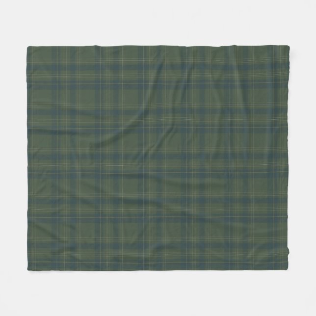 Cozy Green Plaid Fleece Blanket | Rustic Tartan (Front (Horizontal))