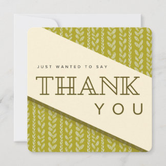 Cozy Green Sweater Pattern Thank You Card