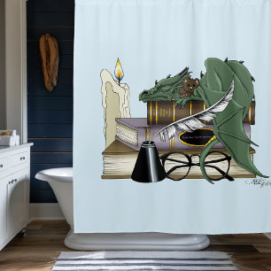 Cozy Green Whimsical Sleeping Dragon Book Lover