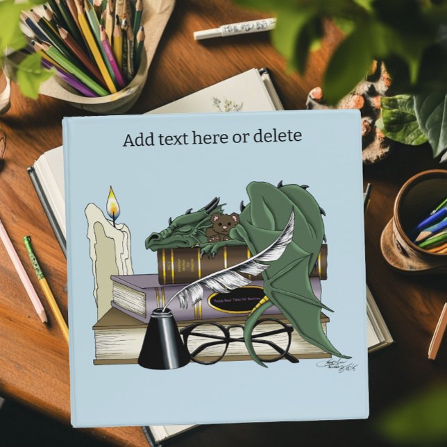 Cozy Green Whimsical Sleeping Dragon Book Lover Binder (Creator Uploaded)
