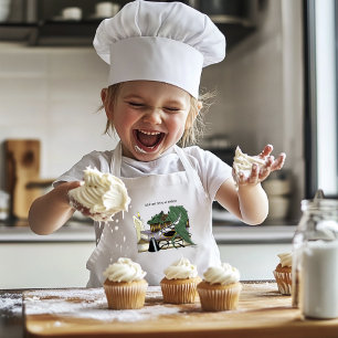 Cozy Green Whimsical Sleeping Dragon Book Lover Kids Apron