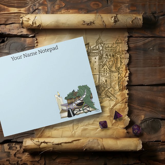 Cozy Green Whimsical Sleeping Dragon Book Lover Notepad (Creator Uploaded)