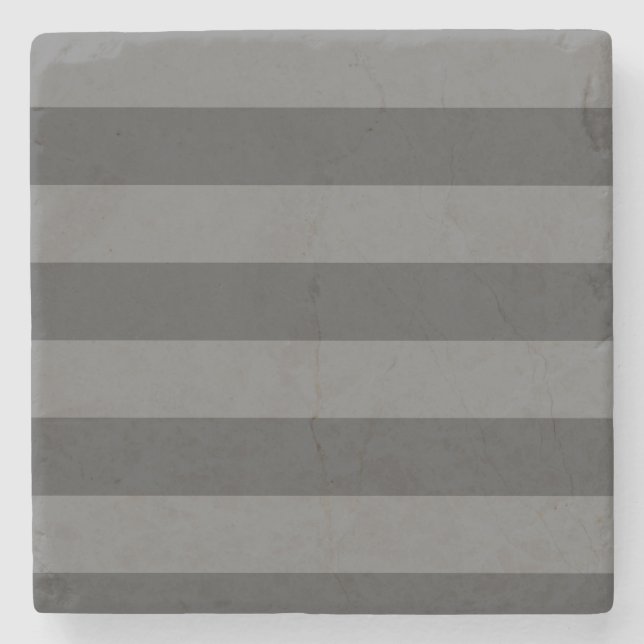 Cozy Grey Striped Stone Coaster (Front)