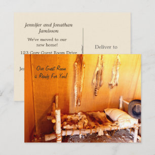 Cozy Guest Room New Address Announcement Postcard