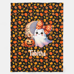 Cozy Halloween Baby Blanket Add Name Cute Ghost