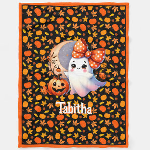 Cozy Halloween Baby Blanket Add Name Cute Ghost B