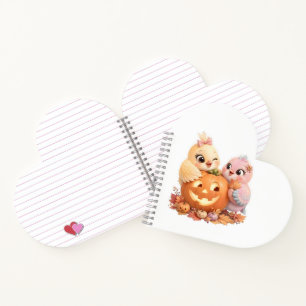 Cozy Halloween Little Birds Smiling Pumpkin Notebook