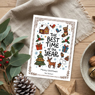 Cozy Hand Drawn Christmas Greetings TMF26 Holiday Card