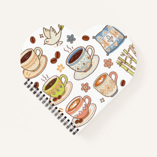 Cozy Hand-Drawn Coffee & Folk Art Doodle Set Notebook