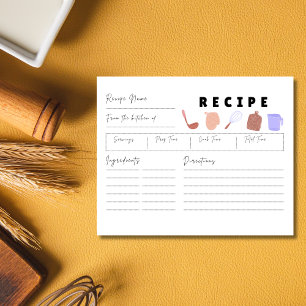 Cozy hand-drawn kitchen essentials recipe card