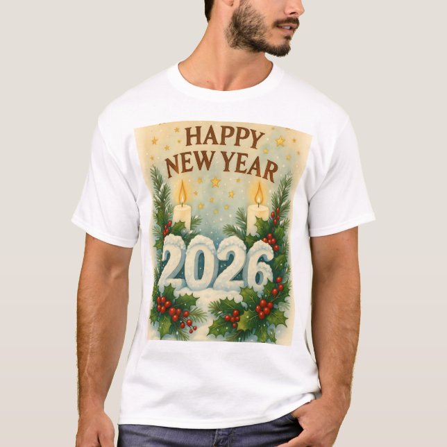 cozy happy new year 2026 family tshirt (Front)