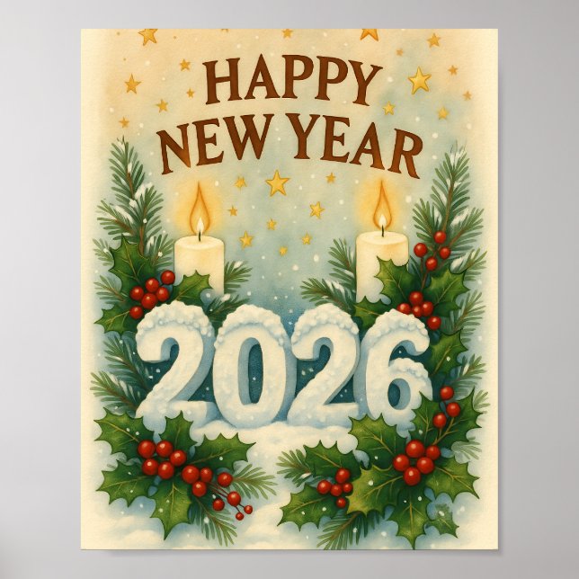cozy happy new year winter poster (Front)