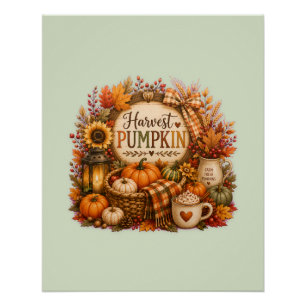 Cozy Harvest Pumpkin Poster