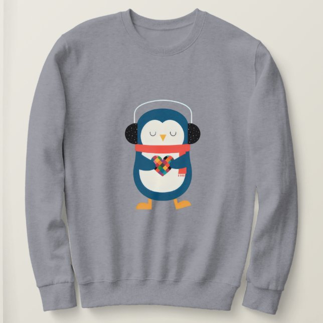 Cozy Heart Penguin Sweatshirt (Design Front)