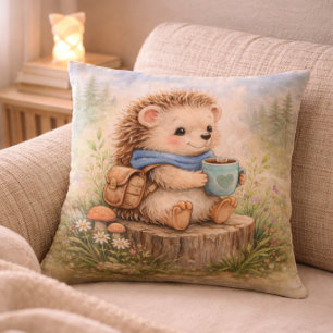 Cozy Hedgehog Kids Room & Nursery Throw Pillow
