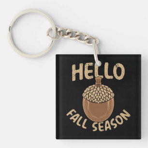 Cozy Hello Fall Season Acorn Keychain