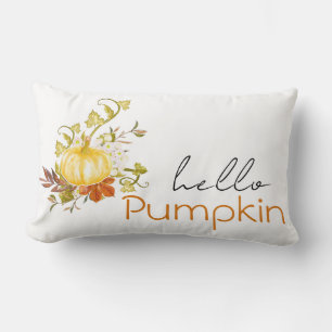 Cozy Hello Pumpkin Orange Lumbar Pillow