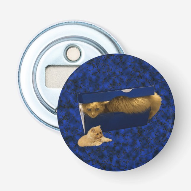 "Cozy Hideaway: The Ginger Cat in the Shoe Box" Bottle Opener (Front)