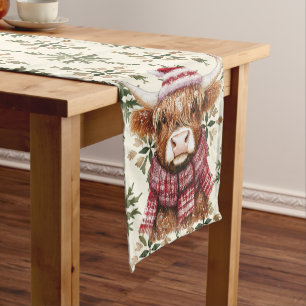 Cozy Highland Cow Christmas Table Runner