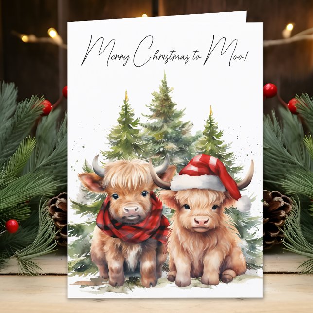 Cozy Highland Cow Farm Animal Cute Merry Christmas Holiday Card (Creator Uploaded)