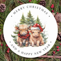 Cozy Highland Cow Farm Animals Merry Christmas