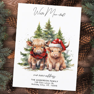 Cozy Highland Cow New Address Farm Holiday Moving Announcement Postcard