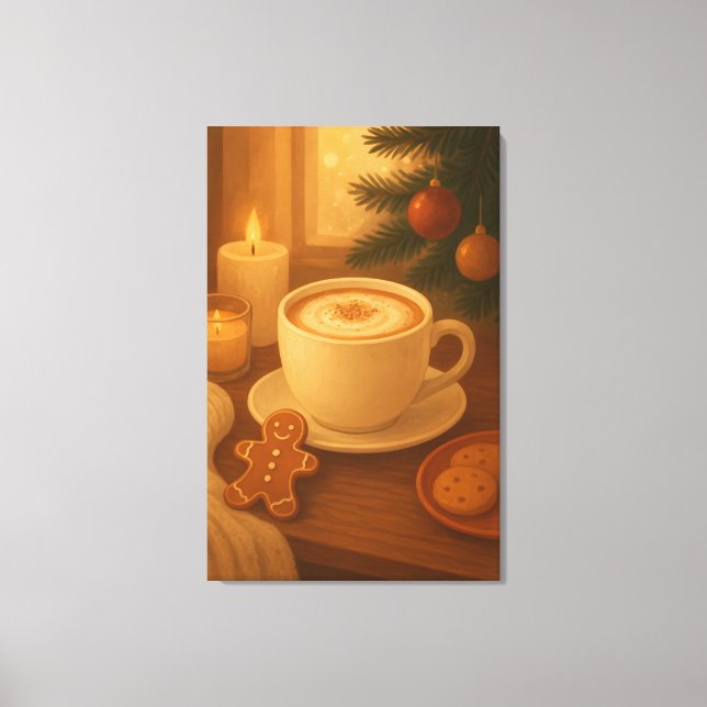 Cozy Holiday coffee Stretched Canvas Print (Front)