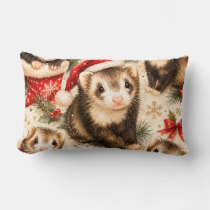 Cozy Holiday Ferret Dreams Pillow