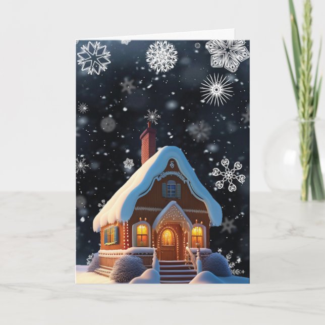 Cozy Holiday Gingerbread Cottage Card (Front)