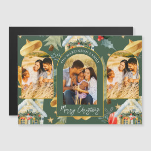 Cozy Holiday Illustrated Print Three Photo Magnet
