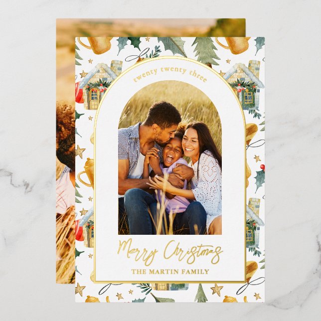 Cozy Holiday Illustrated Print with Two Photos (Front/Back)